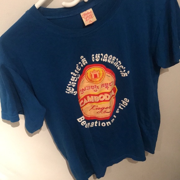 Faded Glory Ultra Soft Blue Cambodia National Beer tshirt - Picture 3 of 4